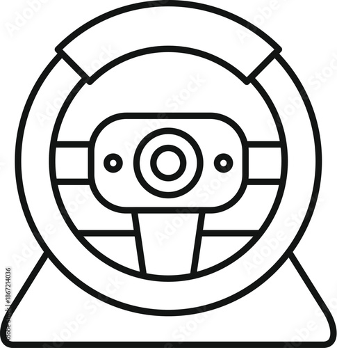 Gaming steering wheel and stand outline representing video game racing