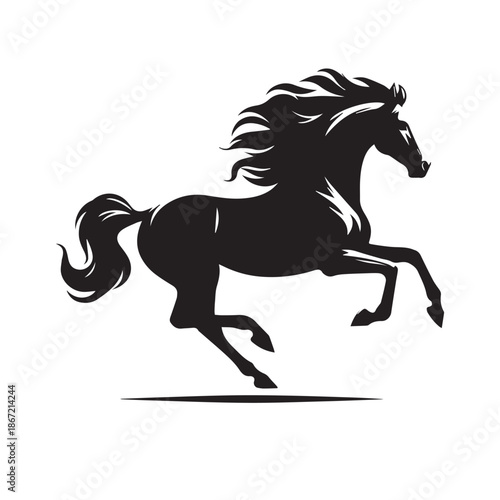 Black and white vector silhouette of a horse