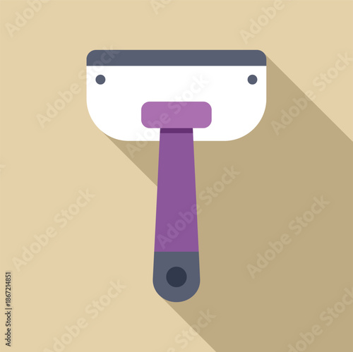 Squeegee tool cleaning glass surface with a long shadow