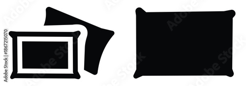 Pillow Icon Vector Set: Sleep, Relax, and Bed Rest Symbols Collection. Outline, Solid, and 3D Cushion Icons for Health, Therapy, and Mental Wellness