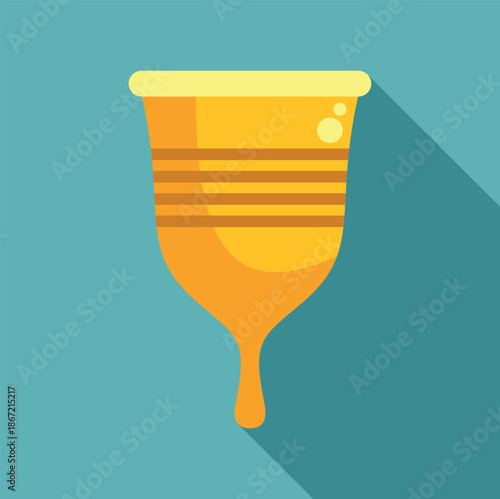 Menstrual cup protecting against period flow, offering reusable hygiene in a flat design icon