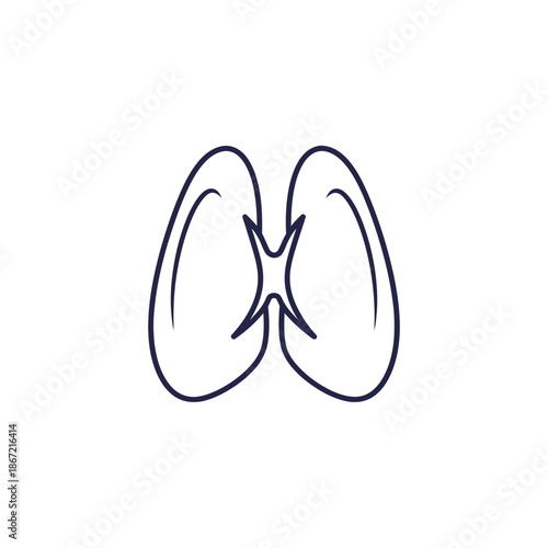 Minimalist Line Drawing of Human Lungs Highlighting Respiratory Anatomy