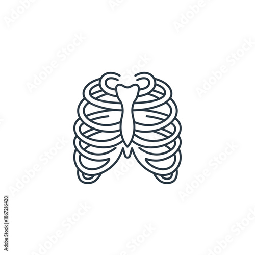 Stylized Minimalist Illustration of a Human Rib Cage and Skeleton Structure