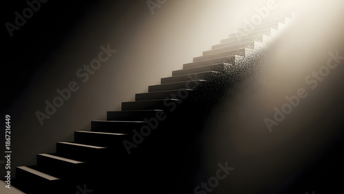 Abstract Stairway Silhouette Fading into Light Symbolizing Ascension