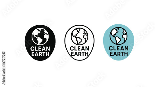 Clean Earth eco friendly logos and icons set