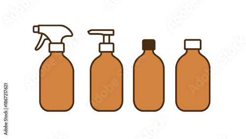 Brown spray bottles for cleaning supplies