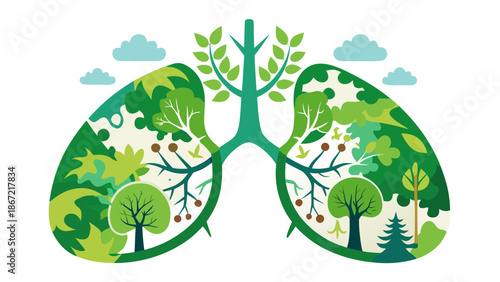 Lungs as a lush forest Vector