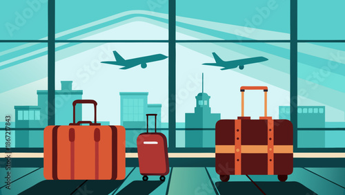 Waiting for departure at airport terminal Vector