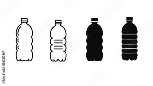 Plastic water bottles in different styles and colors
