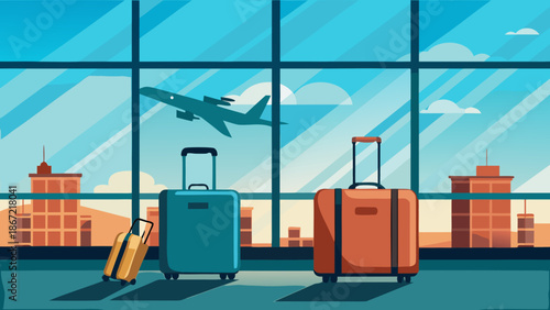 Waiting for departure at airport terminal Vector