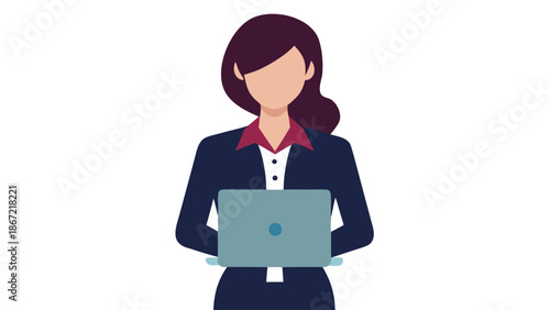 Professional woman holding laptop Vector