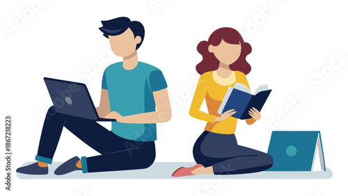 Students studying together Vector