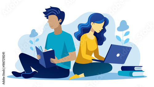 Students studying together Vector