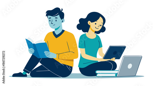 Students studying together Vector