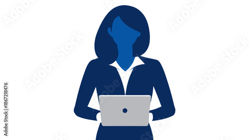 Professional woman working on laptop Vector
