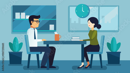 Business meeting in office setting Vector