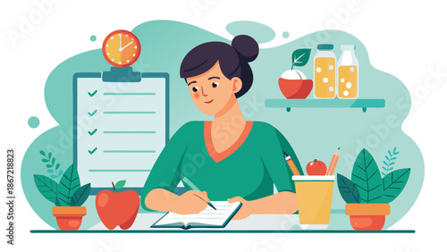 Woman planning healthy lifestyle Vector