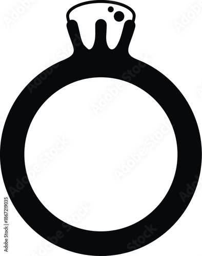 Black silhouette of an engagement ring on a white background