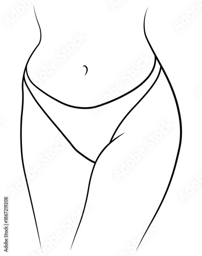 Woman swimsuit bikini panties hand drawn