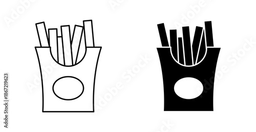 French Fries Icon Fast Food Snack and Restaurant Symbol