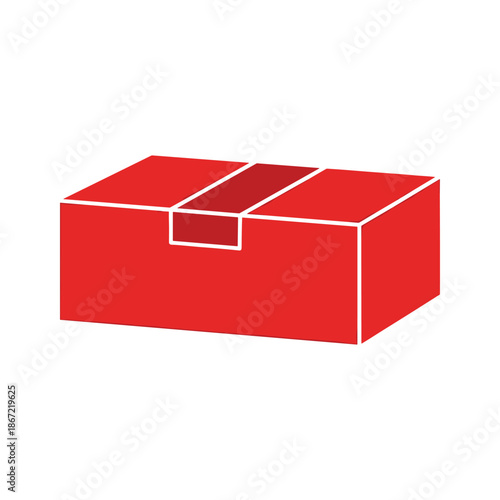 Red box with white outline and handle