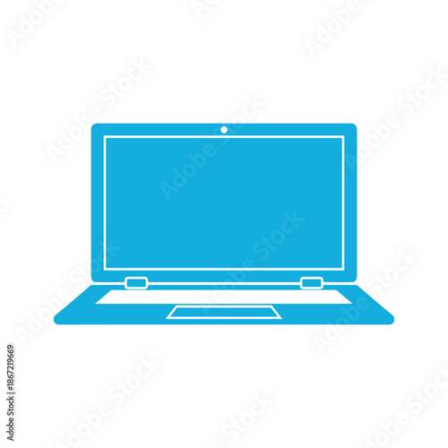 Simple blue laptop icon on white background
