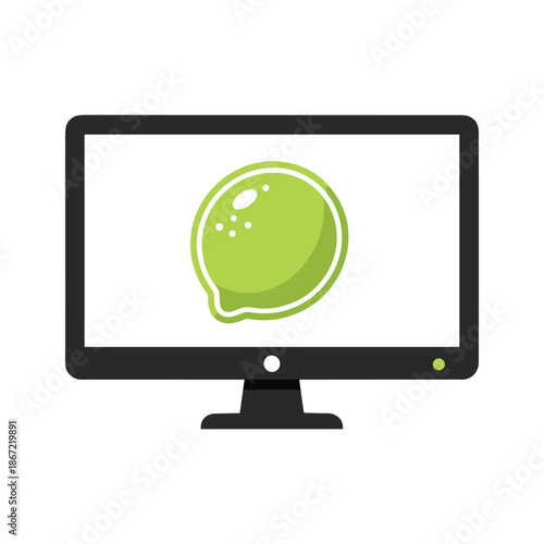 Computer monitor displaying green speech bubble icon