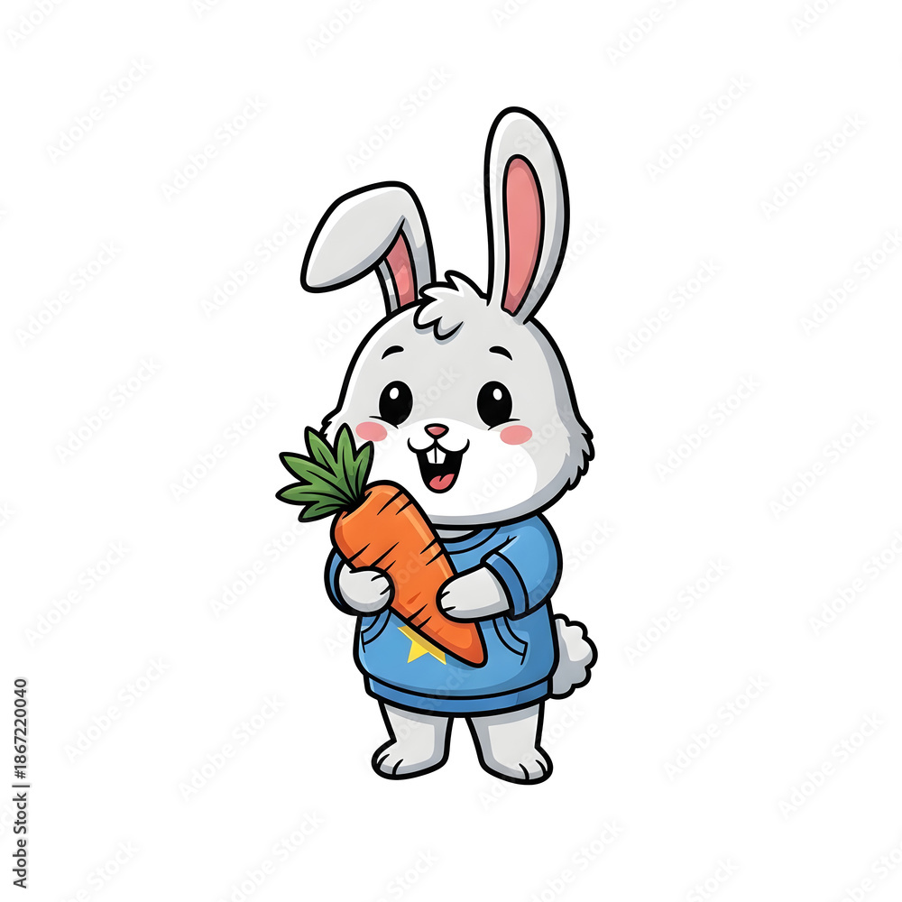Obraz premium Cute Cartoon Bunny PNG