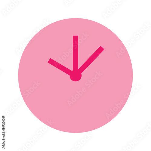 Pink clock face showing 8 o clock