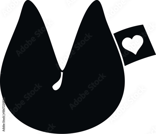 Fortune cookie icon showing a heart message for love and luck
