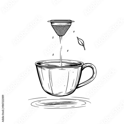 Elegant Tea Infusion: Simple Yet Artful Illustration Cup Tea | Clean, isolated vector art for creative projects.