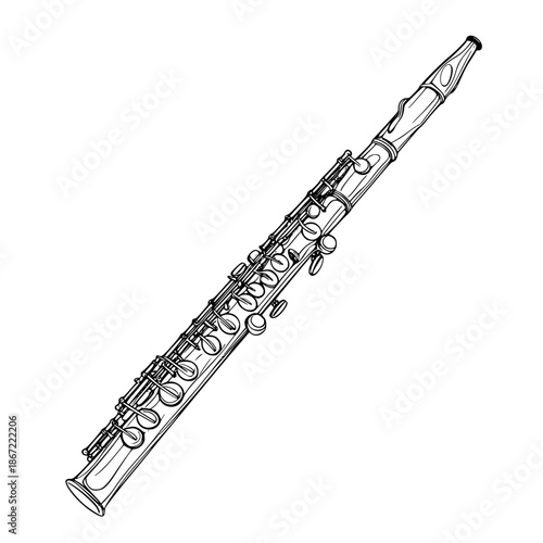Elegant Silhouette Flute Black White | Clean, isolated vector art for creative projects.