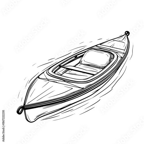 Elegant Line Art Foldable Kayak | Clean, isolated vector art for creative projects.