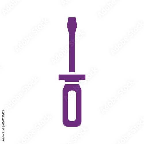 Purple screwdriver icon on white background