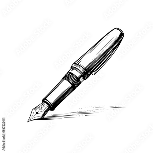 Timeless elegance: fountain pen, classic symbol sophistication craftsmanship. | Clean, isolated vector art for creative projects.