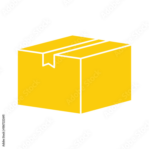 Yellow box with flap closure