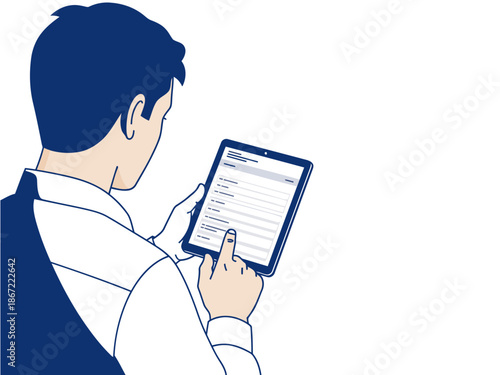 A manager reviews an inventory tablet, showcasing modern inventory management. Clean, professional, and focused. Suitable for business and technology visuals.