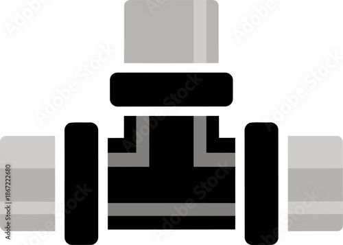 Modern icon depicting an irrigation pipe and plumbing fixture. Clean, minimalist design suitable for tech, plumbing, or landscaping themes. Professional and visually appealing.