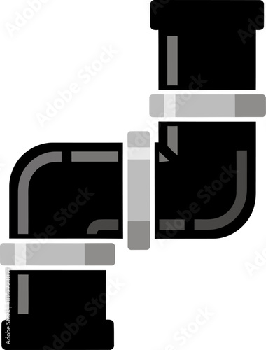 A stylized illustration of plumbing fittings ? a T-joint ? showcasing a modern irrigation pipe connection. Clean lines and a professional design for plumbing and irrigation themes.