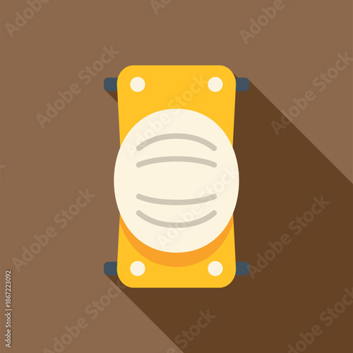 Yellow knee pad presenting safety for active sports with flat design