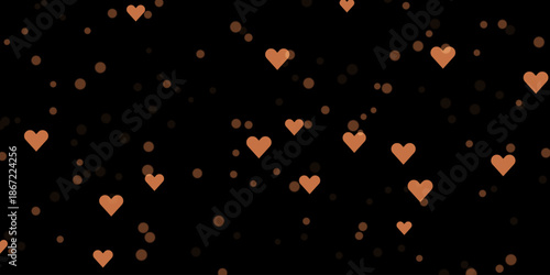 Glowing Golden Heart Particles on Dark Background Romantic Love Abstract Illustration with Sparkling Light Bokeh for Valentine Wedding and Celebration Design