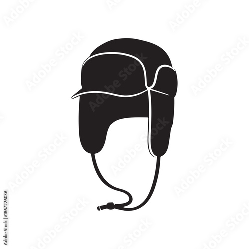 Earflap silhouette vector flat illustration design on white background
