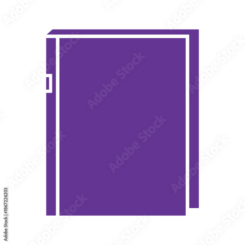 Purple book with white outline on white background