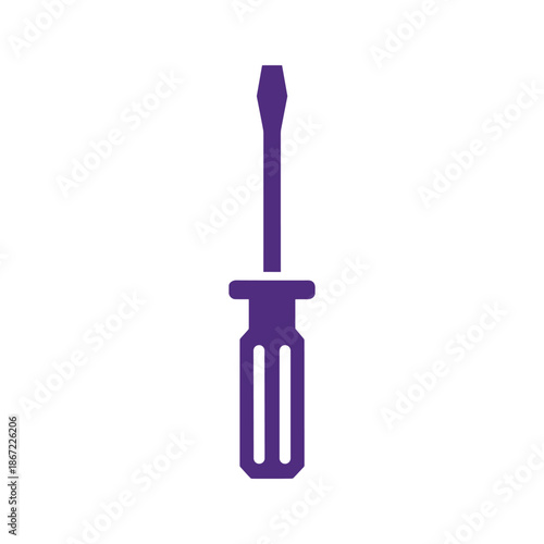 Purple screwdriver icon on white background