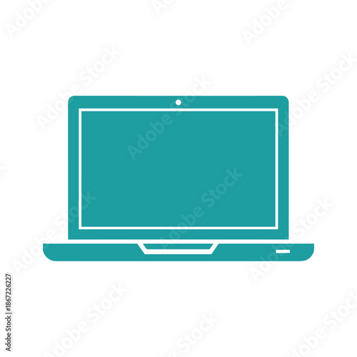 Simple teal laptop icon on white background