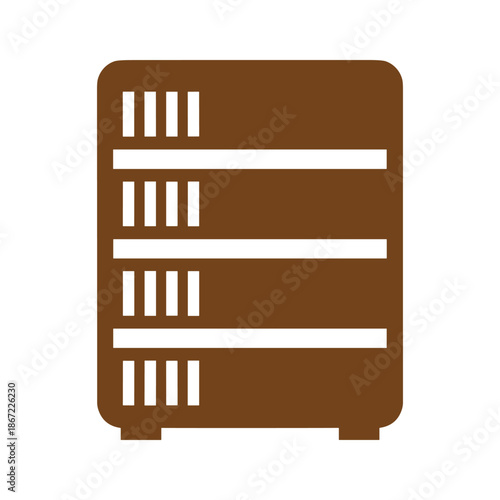 Brown filing cabinet with three drawers