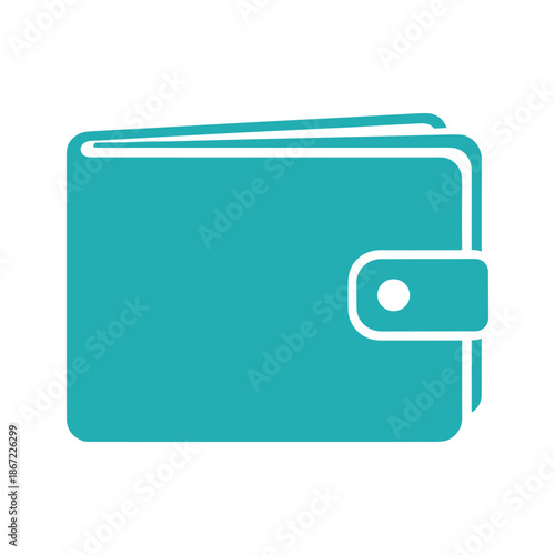 Simple teal wallet icon on white background