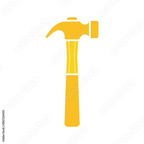 Simple yellow hammer icon on white background