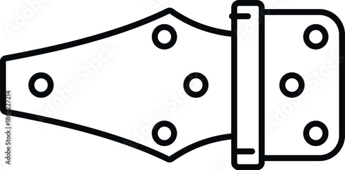 Metal strap hinge detail line art vector icon illustration