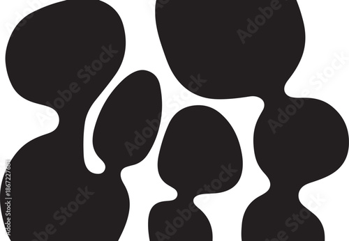 Black Silhouettes of Family Members on White Background